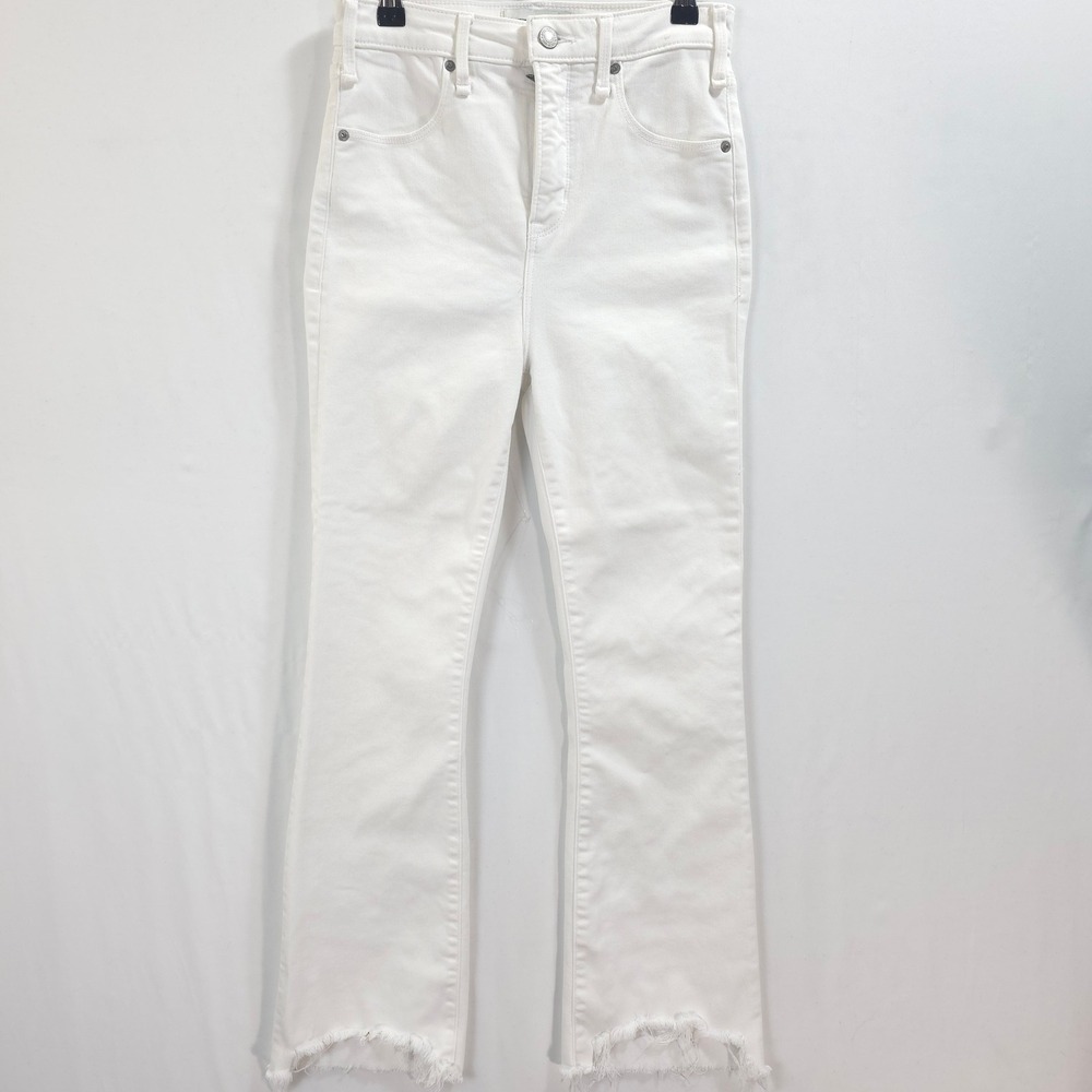 Abercrombie & Fitch Ankle Flare Jeans Raw Hem Women 26/2R White Coastal Chic
